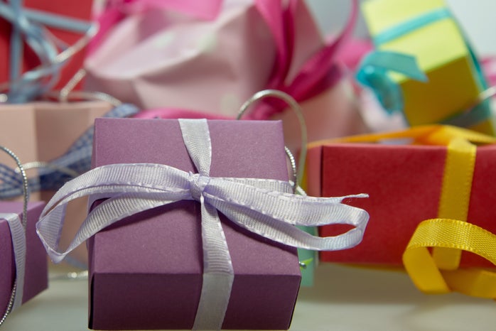 macro shot of assorted wrapped gift boxes