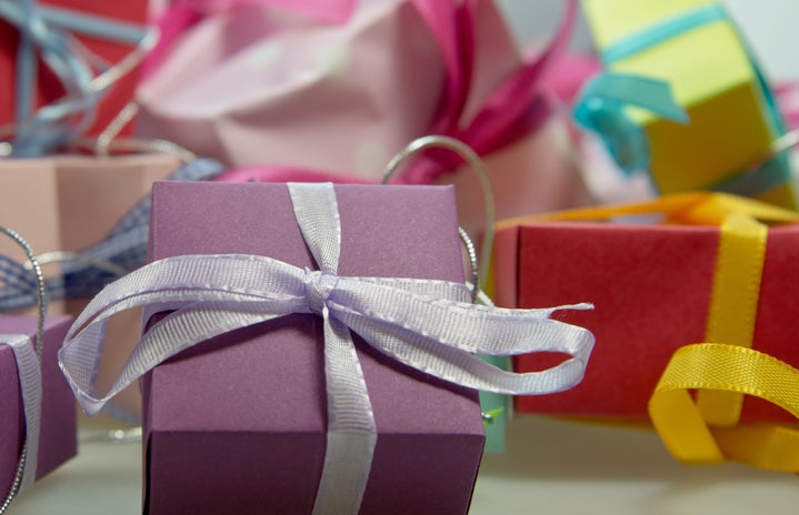 macro shot of assorted wrapped gift boxes