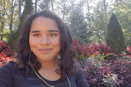 A photo of sophomore Mary Howard taken outdoors.
