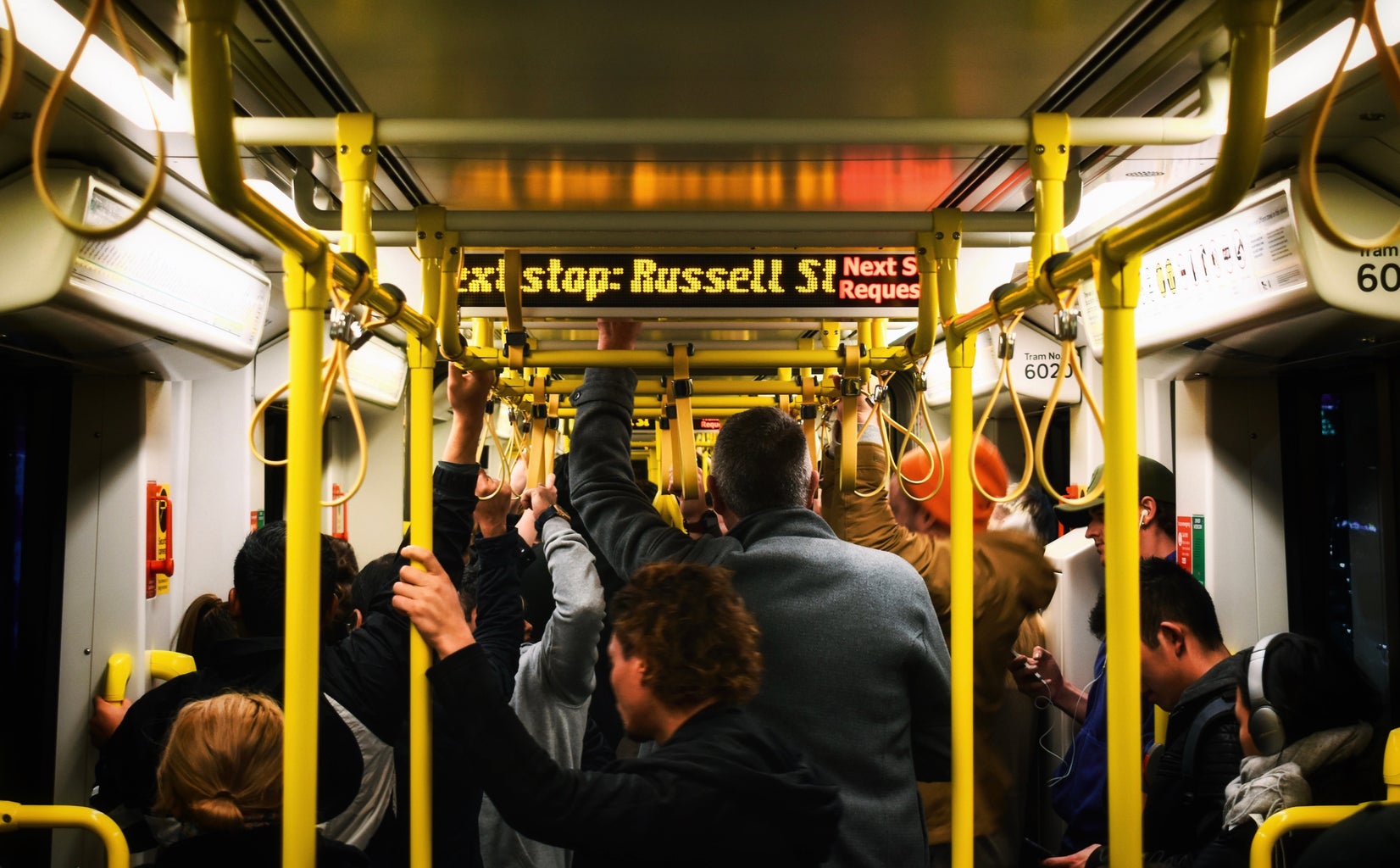 crowded subway car