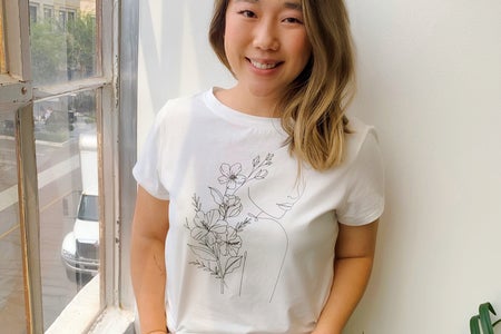 Carol Min wearing MAUBY floral tee