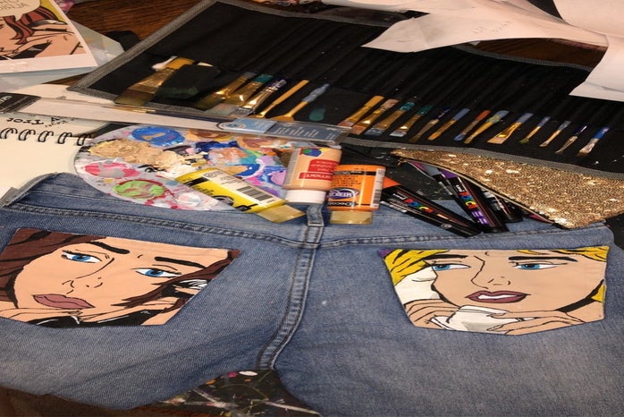 Painted denim jeans by Courtney White?width=698&height=466&fit=crop&auto=webp