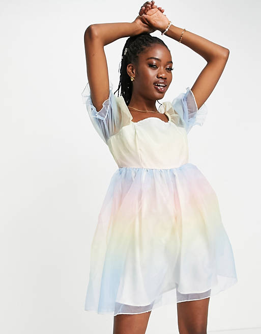 Pastel rainbow mini dress