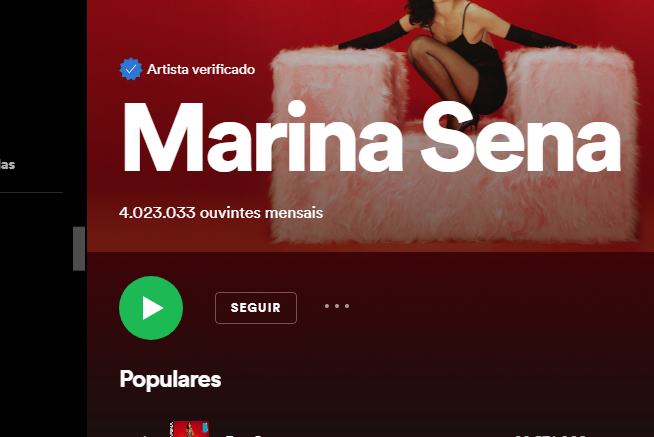 Print of Marina\'s Sena Spotify Account
