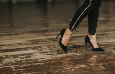 Black Heels on wood floor