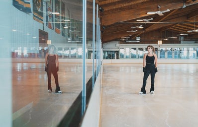 female ice skater on skating rink