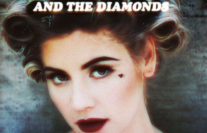 Singer Marina Diamandis for the 2012 \"Electra Heart\" album cover.