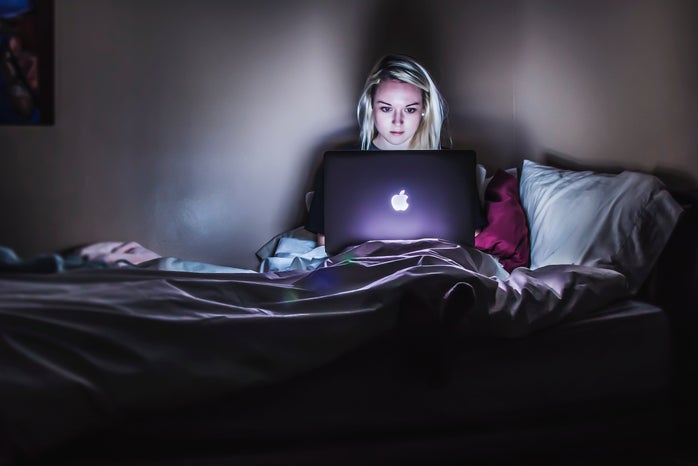 blonde girl in dark room on her laptop by Victoria Heath?width=698&height=466&fit=crop&auto=webp