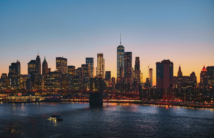 skyline of New York at night