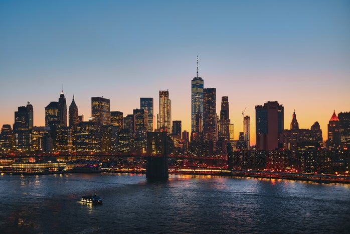 NYC skyline at sunset by Luca Bravo?width=698&height=466&fit=crop&auto=webp