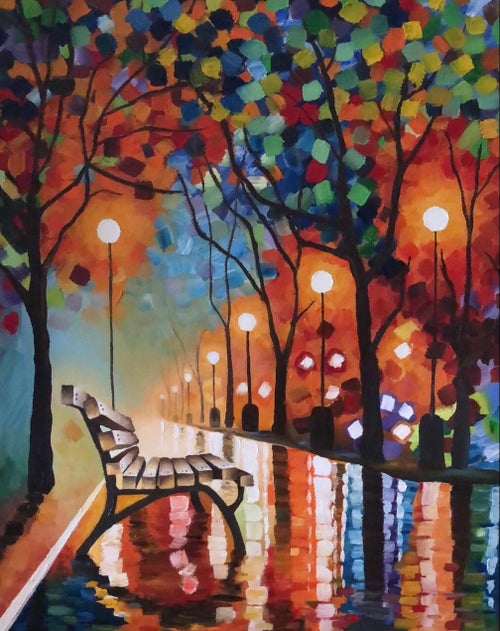 J\'Lynn Vellon recreation of Leonid Afremov\'s The Loneliness of Autumn