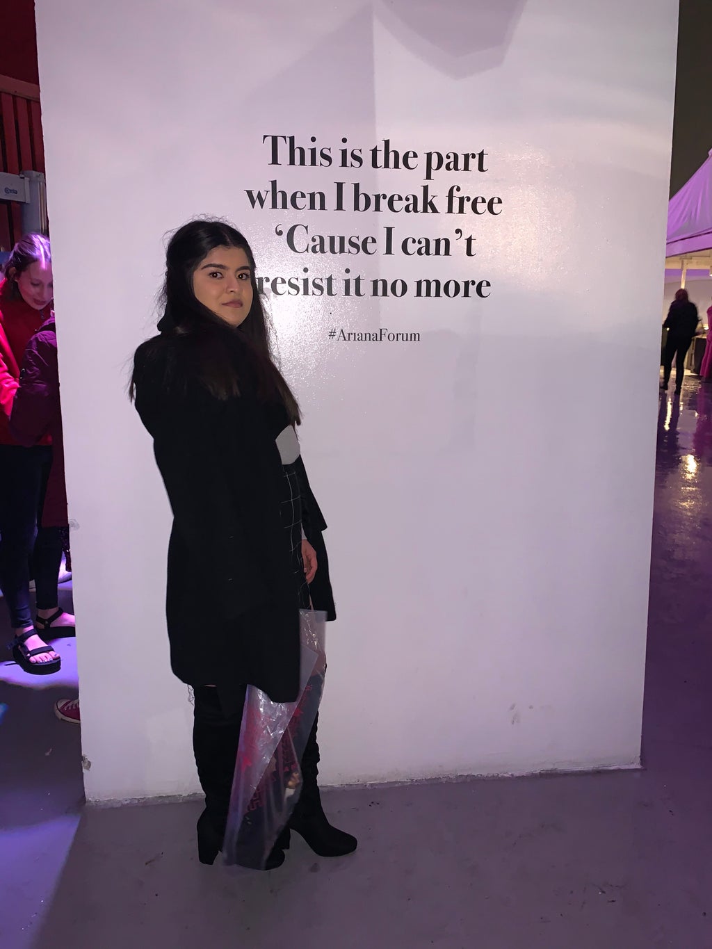 It is a picture of me in front of Ariana Grandes song lyrics (Break Free).