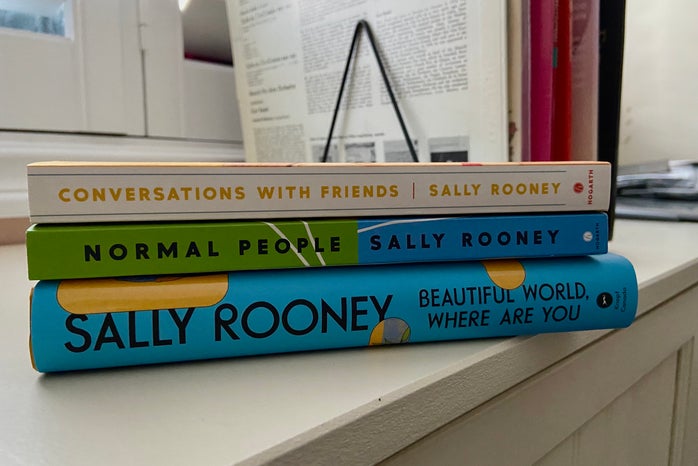 Photo of three books stacked