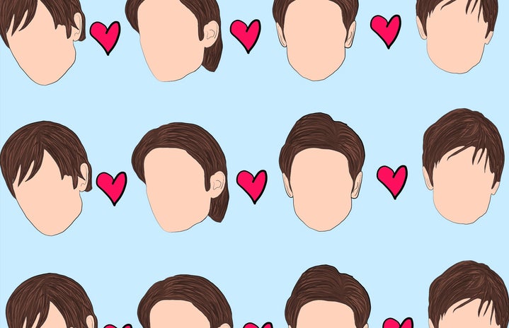 Digitally drawn photos of Nate Archibald from gossip girl with hearts and a blue background
