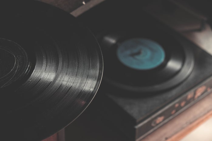 records on record player