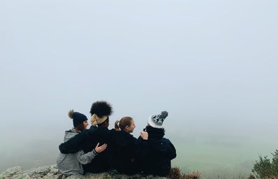 Friends on hillside