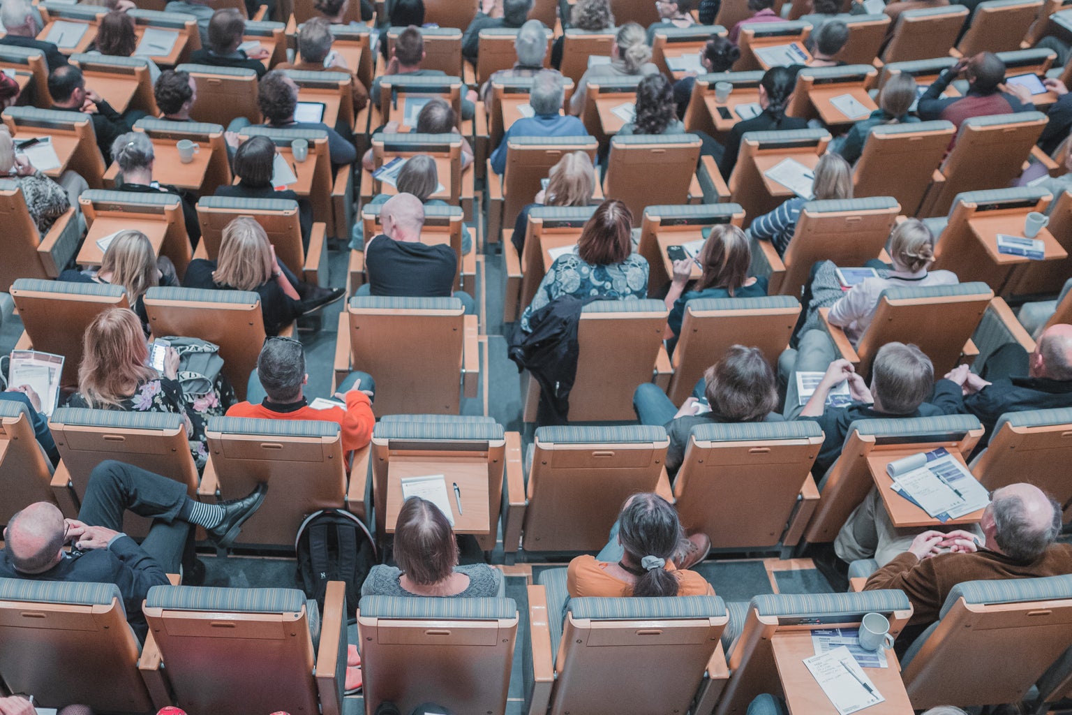 Overhead view of Students In Class