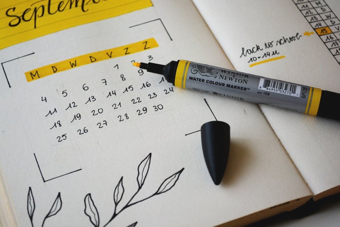 calendar with yellow