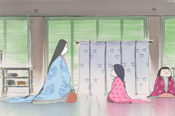 A woman and a girl sitting in a hall
