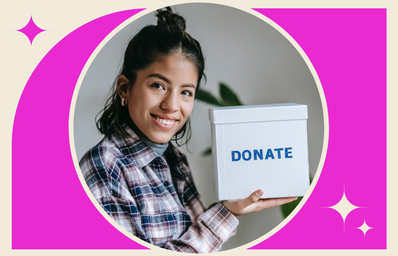 woman holding donation box