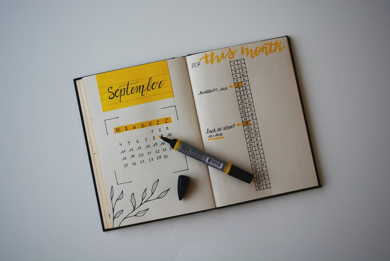 Journal opened to September