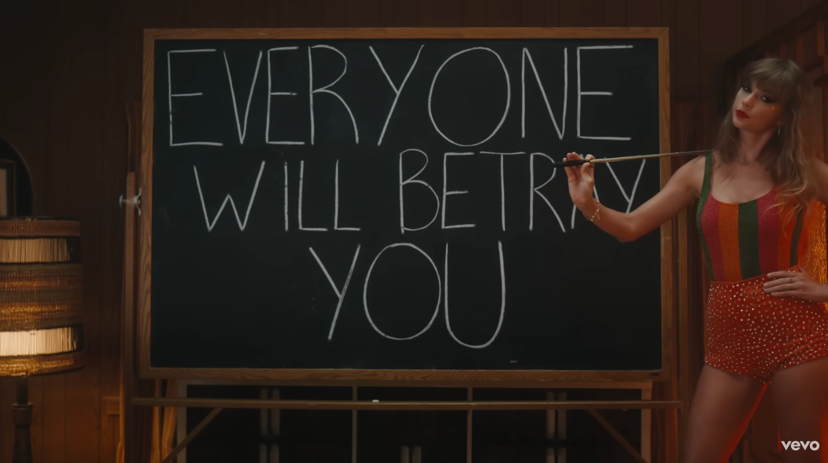 Swift standing in front of chalkboard that reads \