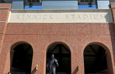 Nile Kinnick statue outside University of Iowa football stadium