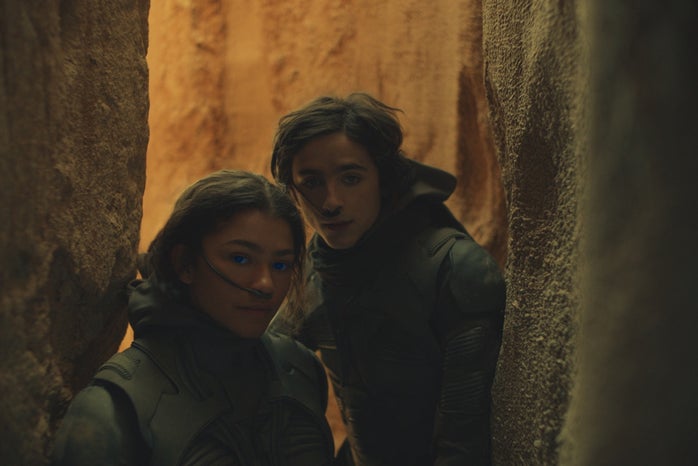 Zendaya as Chani and Timothee Chalamet as Paul Atreides in the latest film adaptation of Dune