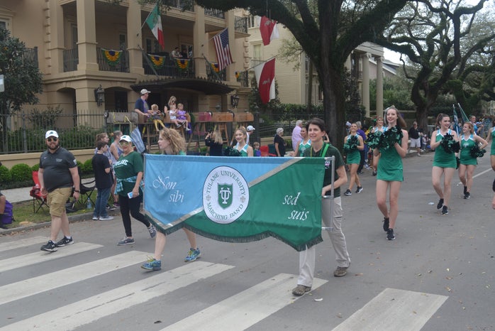 Tulane Shockwave Dancers performing in a parade