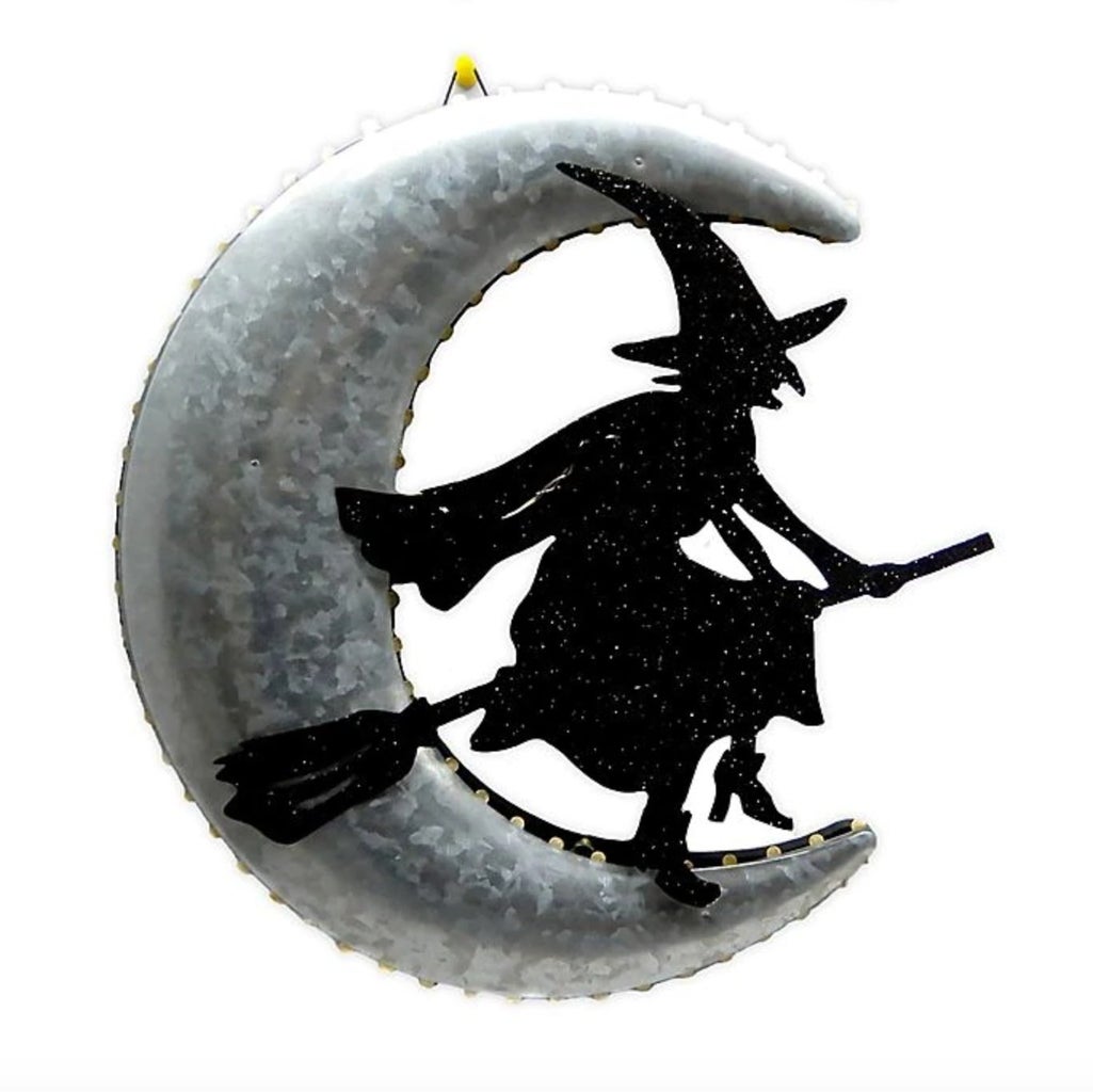 witch and moon LED hanging wall decoration