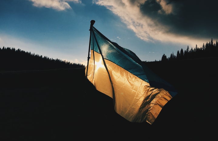 Ukrainian flag flying in the wind