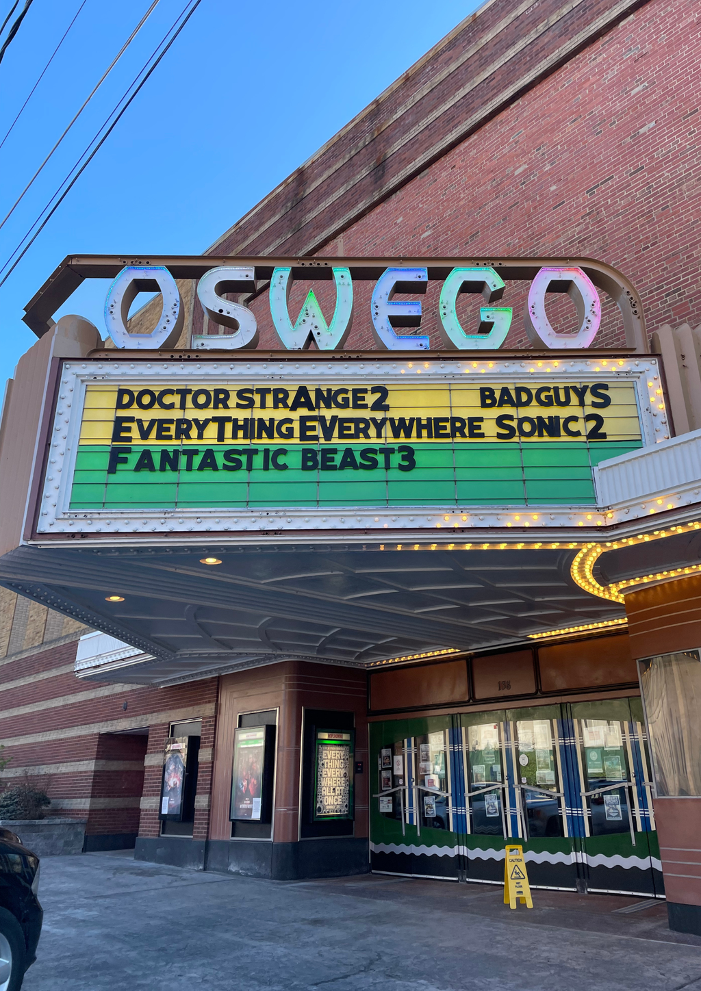 Photo of outside of Oswego Movie Theater