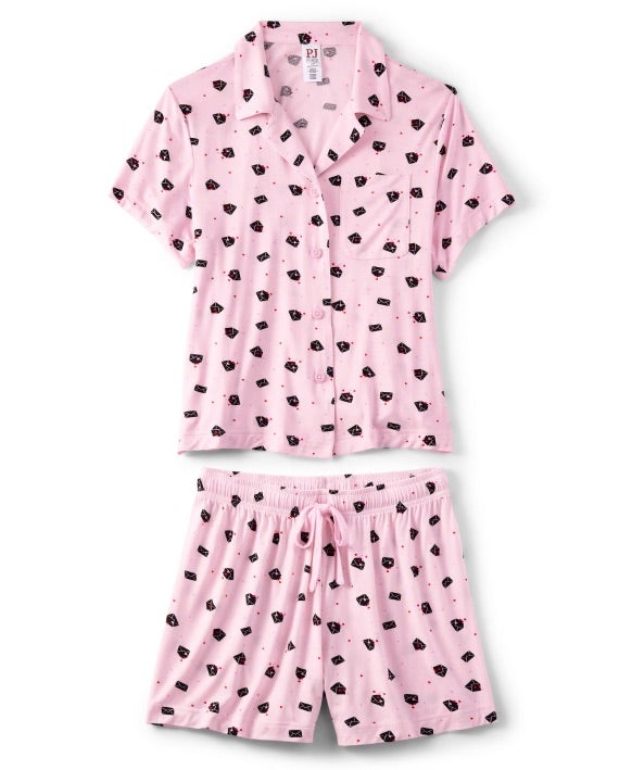 Womens Love Letter Pajama Set - Pink Admirer