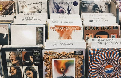 CDs at a record store