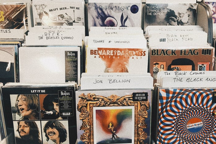 CDs at a record store