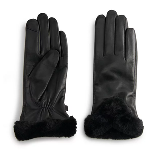 faux fur leather gloves