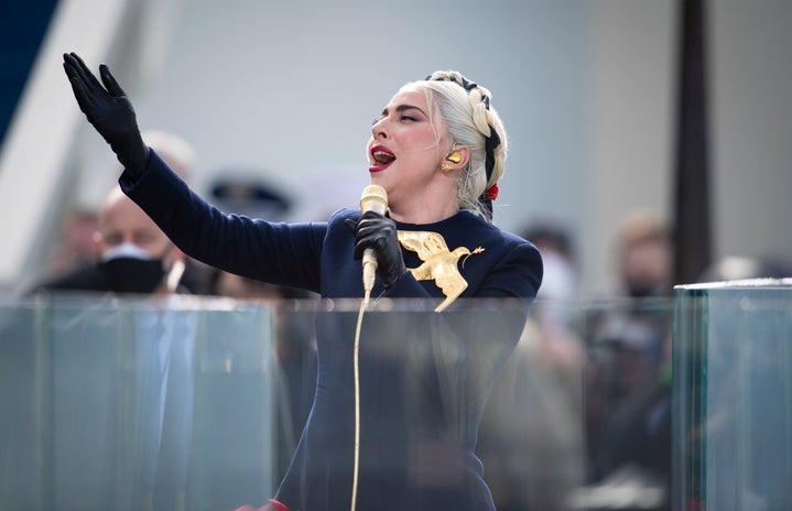 Lady Gaga sings “The Star-Spangled Banner” at the Presidential Inauguration ceremony