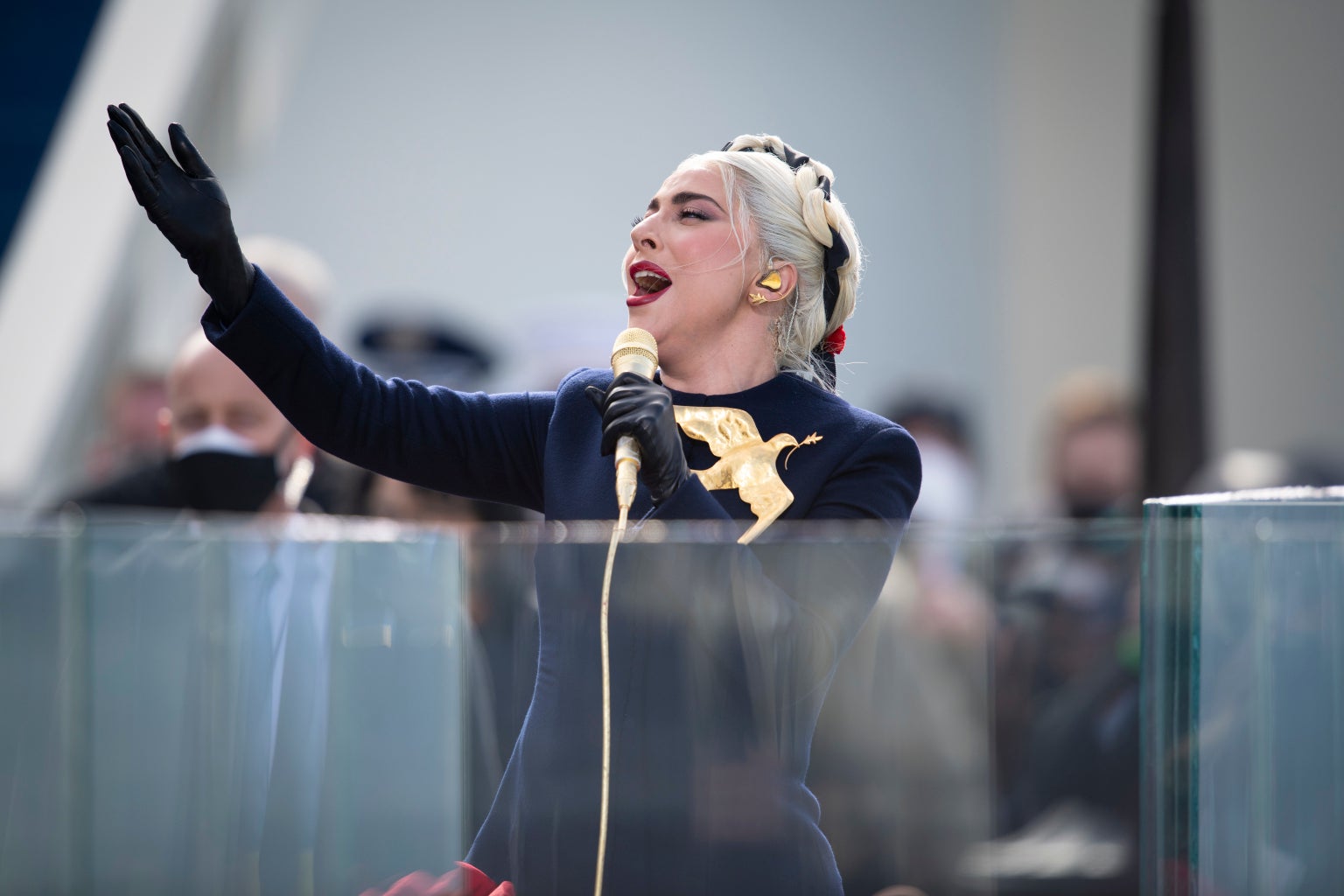 Lady Gaga sings “The Star-Spangled Banner” at the Presidential Inauguration ceremony