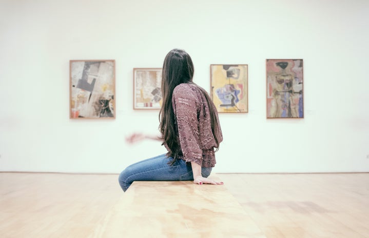 Woman at art museum