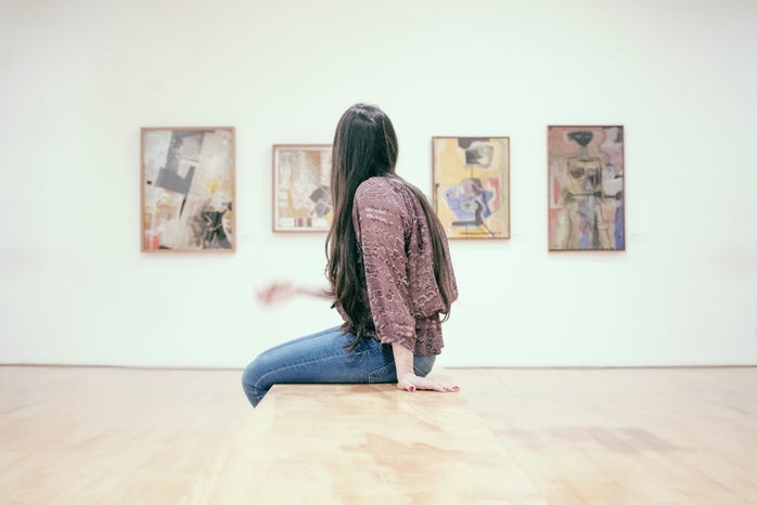 Woman at art museum