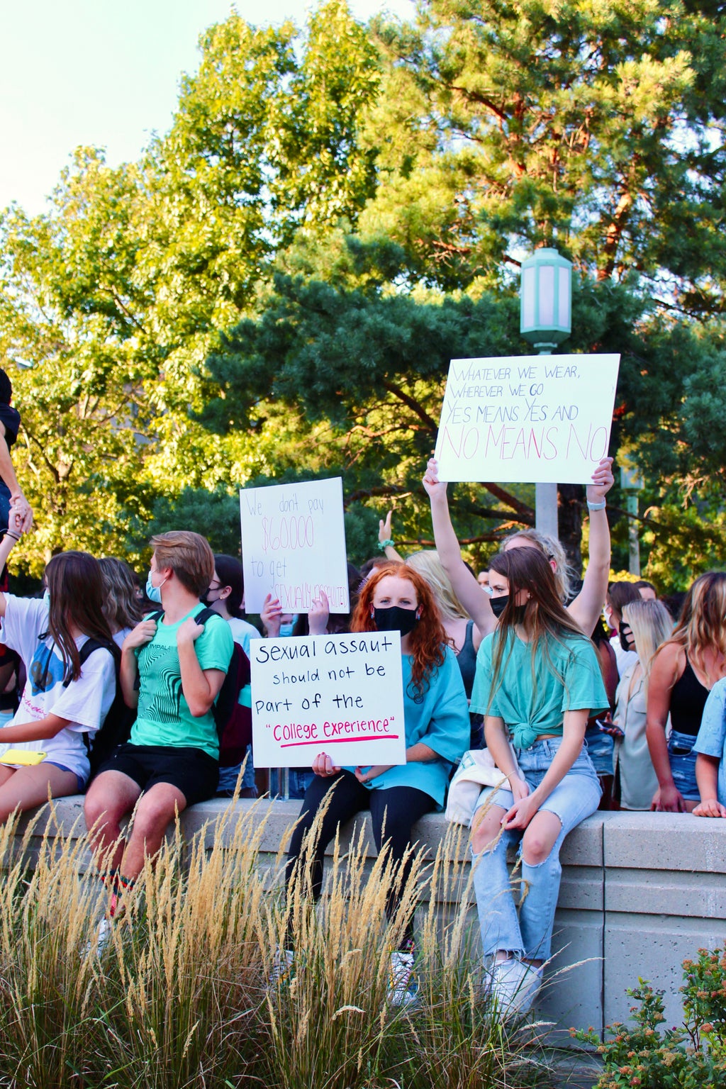 Students protesting sexual assault at Loyola University Chicago