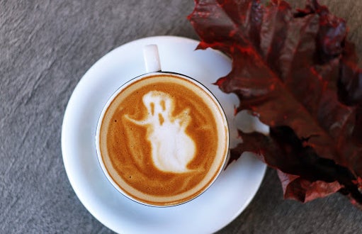 halloween ghost latte art