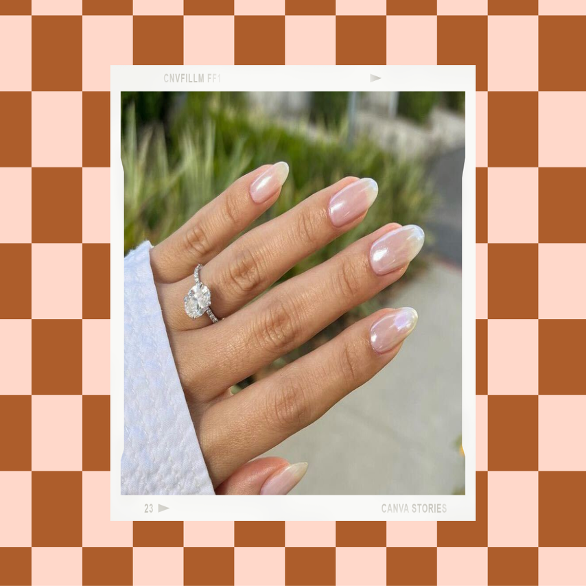 hailey bieber glazed donut mani for fall nail trends