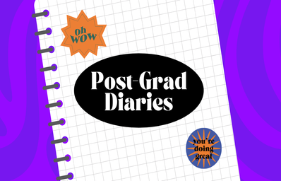 journal with post grad diaries in letters on front