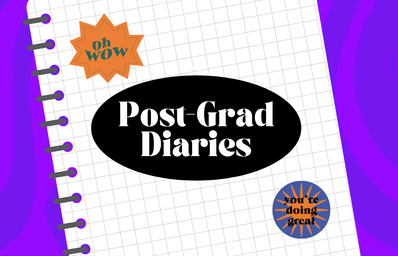 journal with post grad diaries in letters on front
