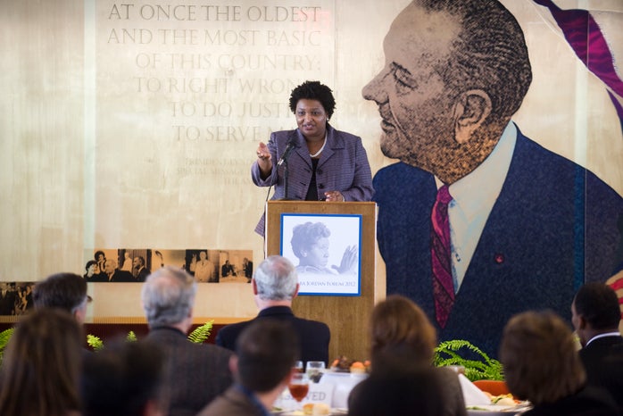 Stacey Abrams speaking at an event