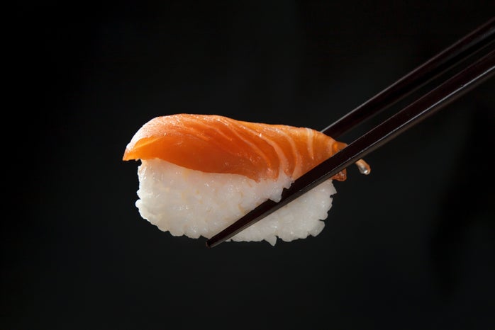 sushi nigiri black background