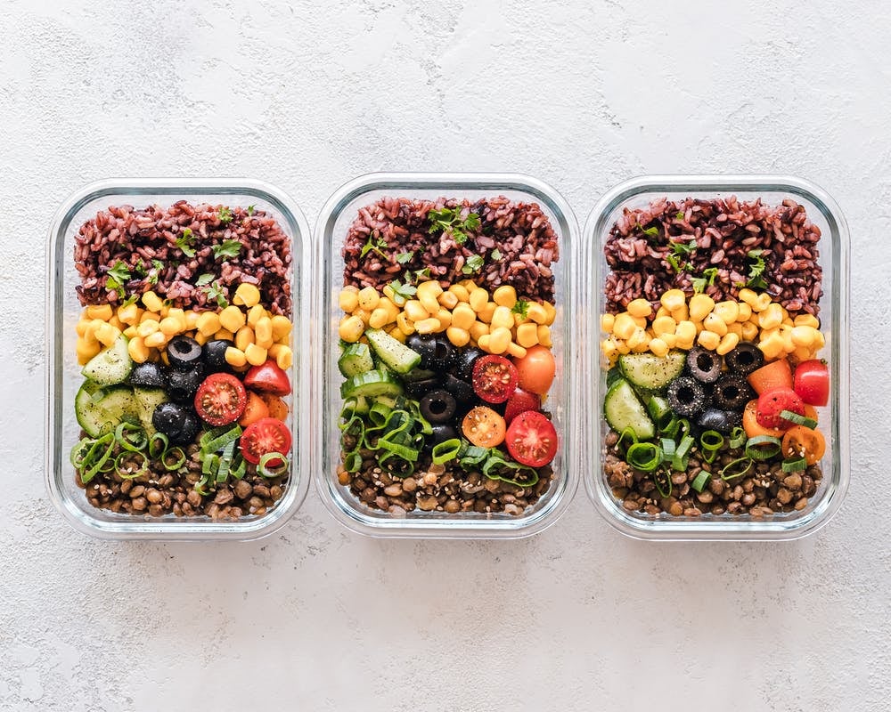 Three pre-made meals in containers