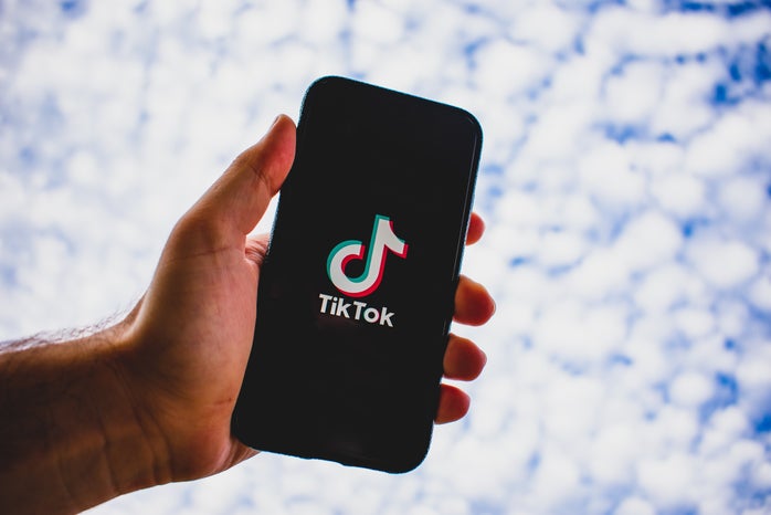 Phone with Tiktok & Clouds