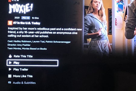 Netflix description and movie picture for the movie "Moxie."